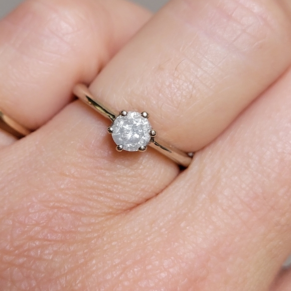 Vintage 9k White gold Diamond solitaire ring - Picture 1 of 9